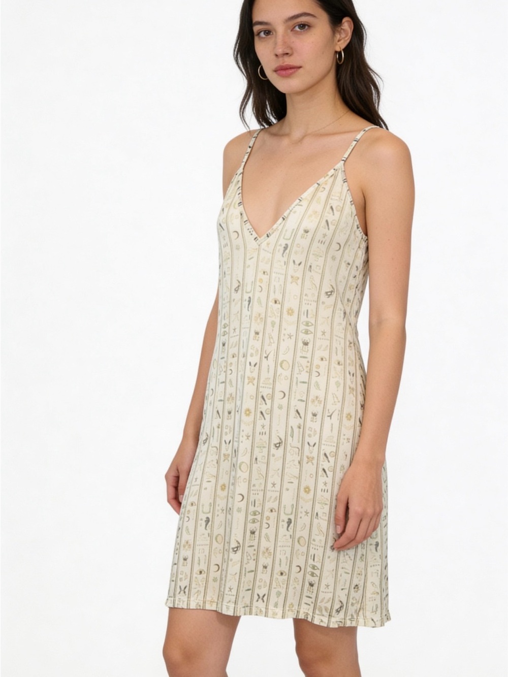 CAMILLA The Queens Chamber hieroglyphic print ivory tank layering dress L/XL